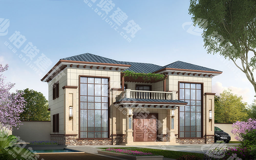 農村自建房設計圖，兩層雙拚別墅，新中式風格，空間利用率高