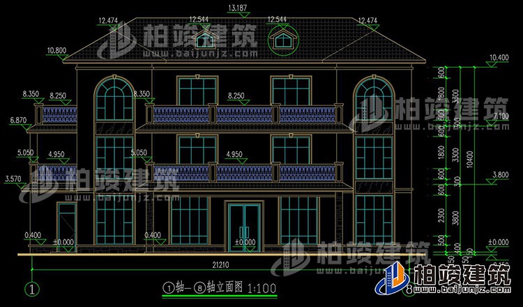 農村三層兄弟雙拚歐式風格別墅設計圖及效果圖紙BZ369-簡歐風格