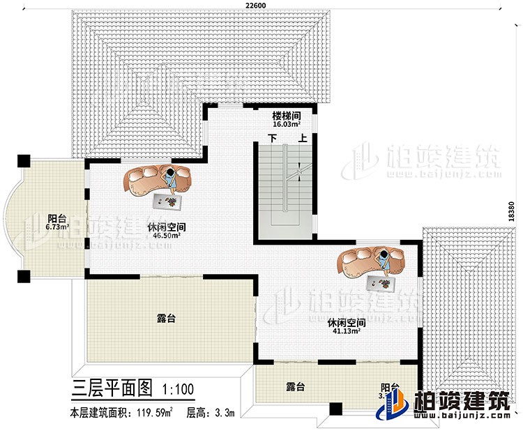 頂層：2休閑空間、2露台、2陽台、樓梯間